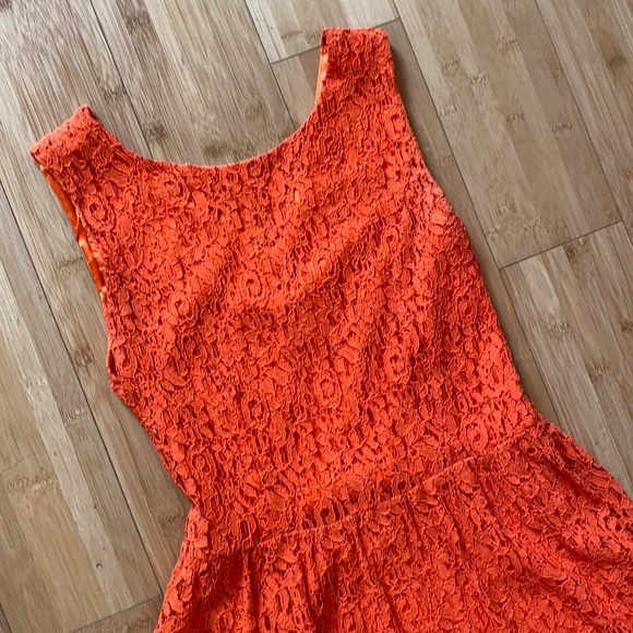 Orange Lace Sleeveless Shift Dress Small Clemson - Picture 3 of 9